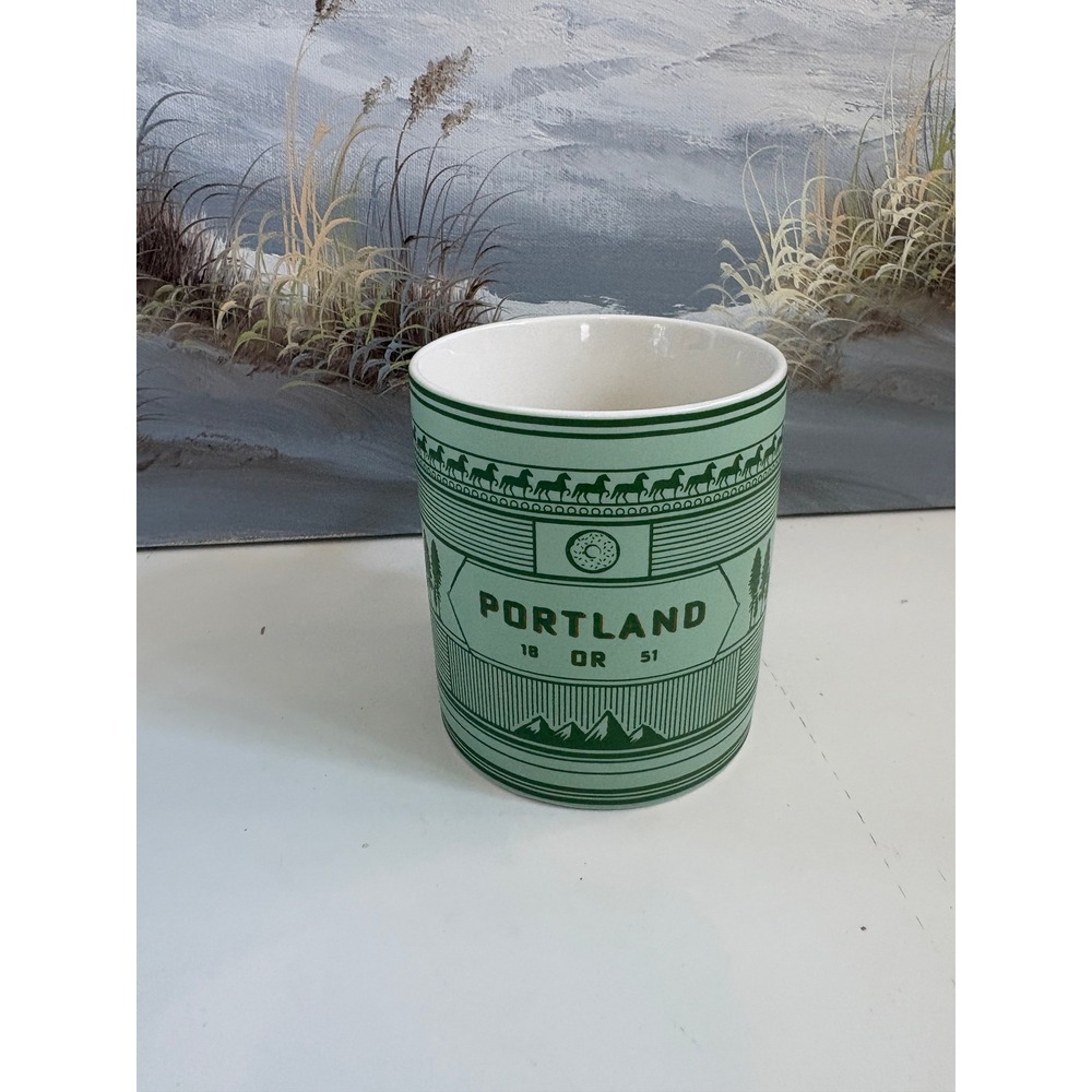 Peet's Coffee Portland Oregon Souvenir Mug Sage Green 12oz Ceramic Cup PNW - Picture 2 of 7